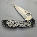 Custom 1-of-1 Hand Engraved Spyderco — American Scroll on Scales
