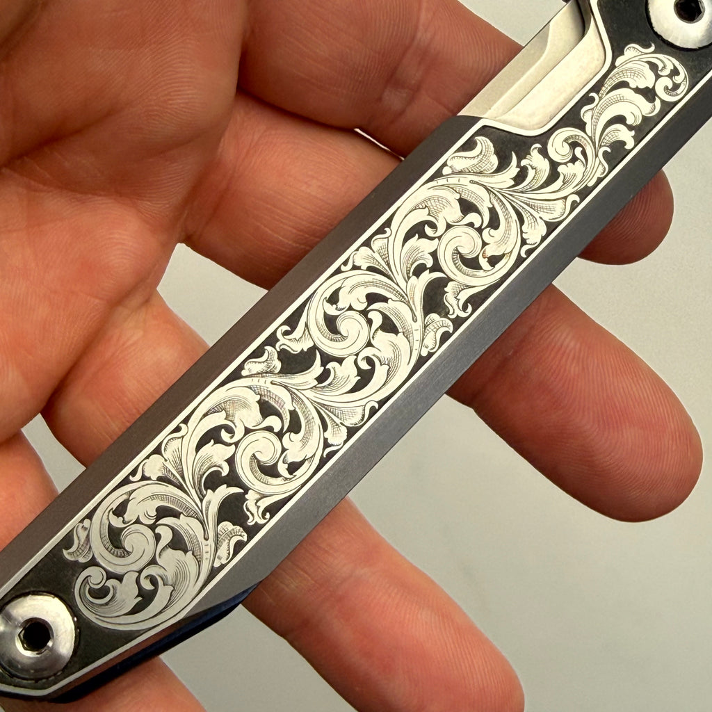 Custom 1-of-1 Hand Engraved SANRENMU — Full Coverage American Scroll with Paint Fill