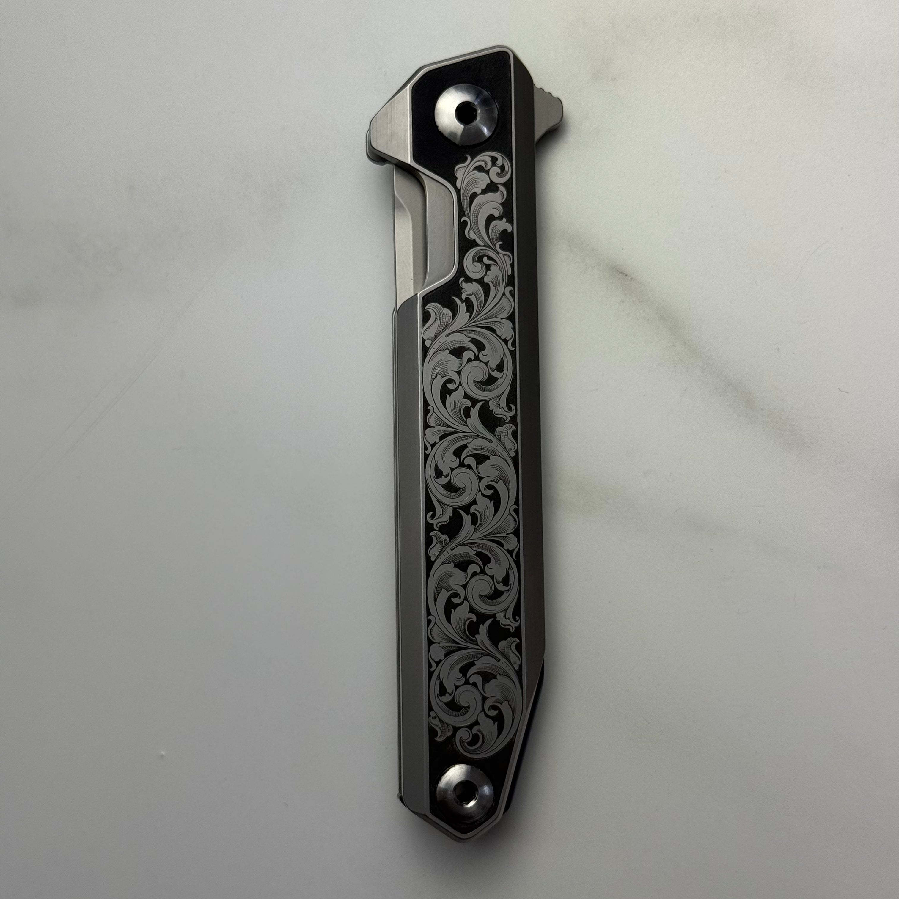 Custom 1-of-1 Hand Engraved SANRENMU — Full Coverage American Scroll with Paint Fill