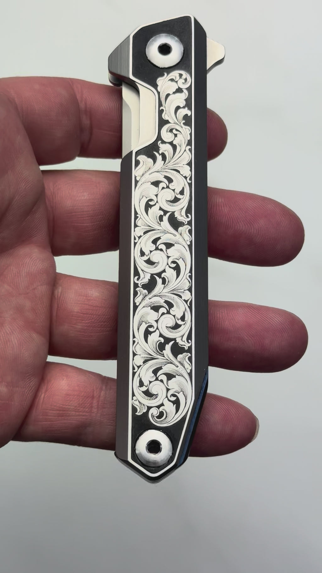 Custom 1-of-1 Hand Engraved SANRENMU — Full Coverage American Scroll with Paint Fill